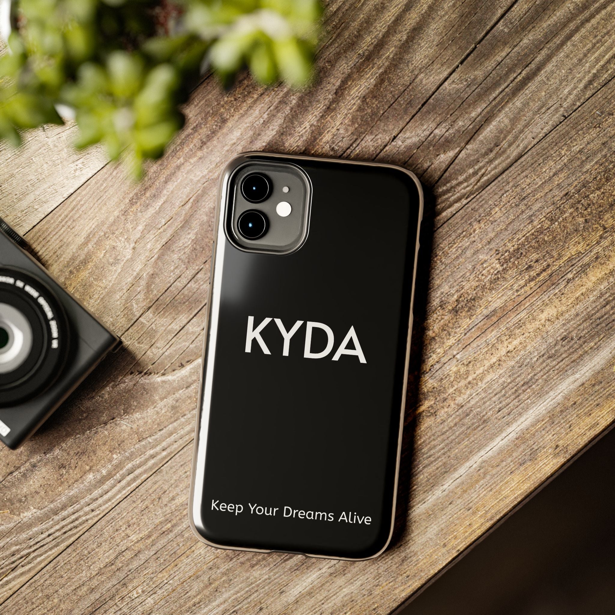 KYDA minimalist name phone case | Tough Phone Case, black typographic design