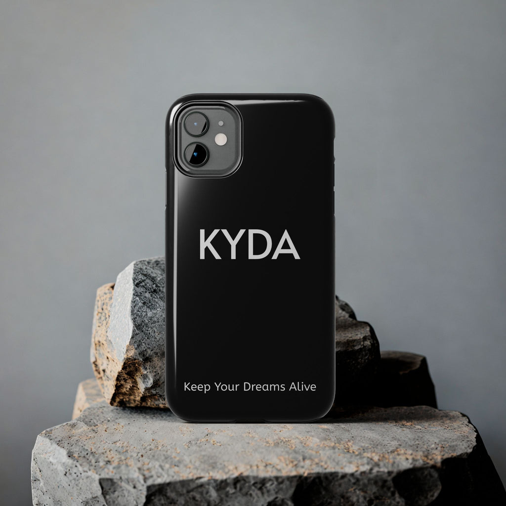 KYDA minimalist name phone case | Tough Phone Case, black typographic design