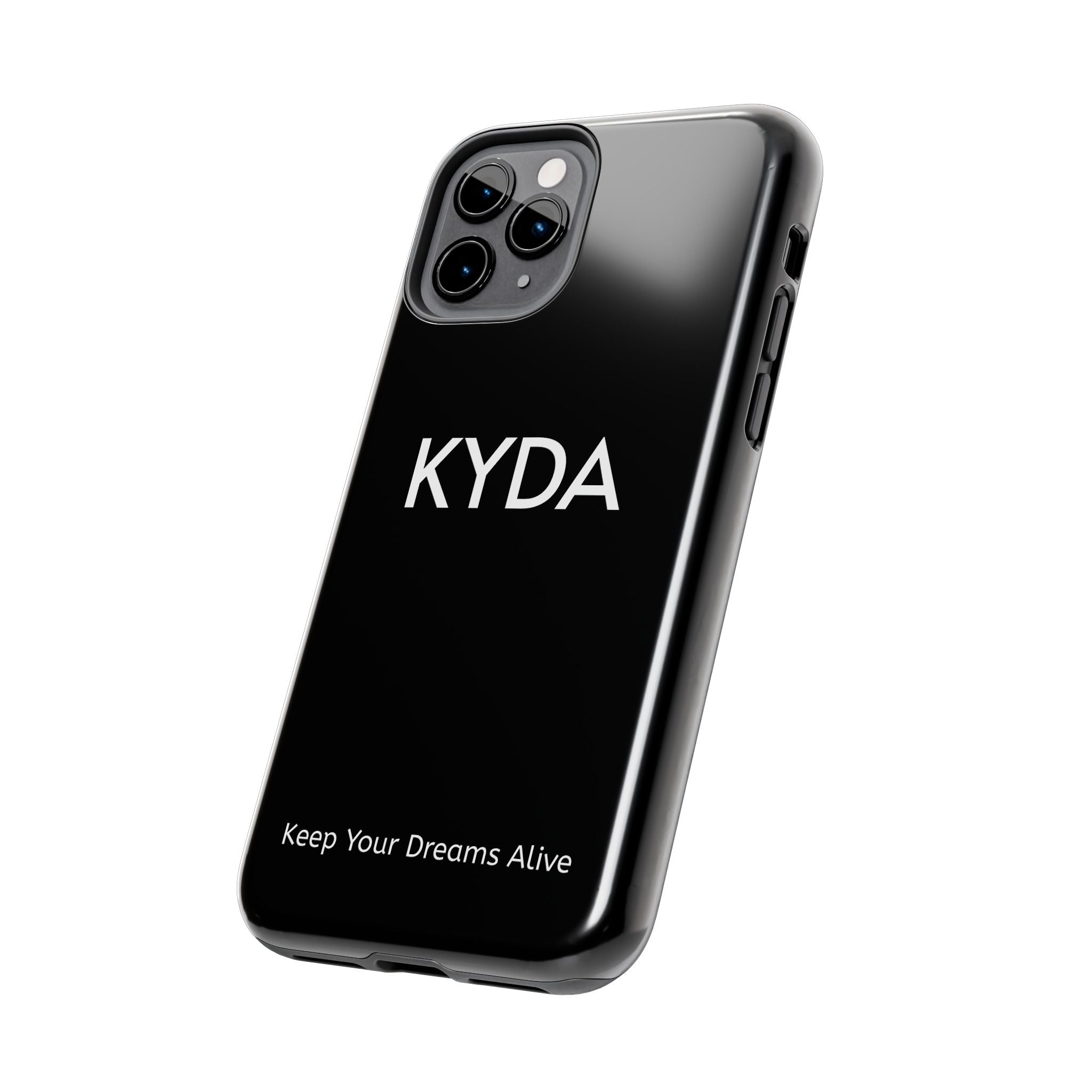 KYDA minimalist name phone case | Tough Phone Case, black typographic design