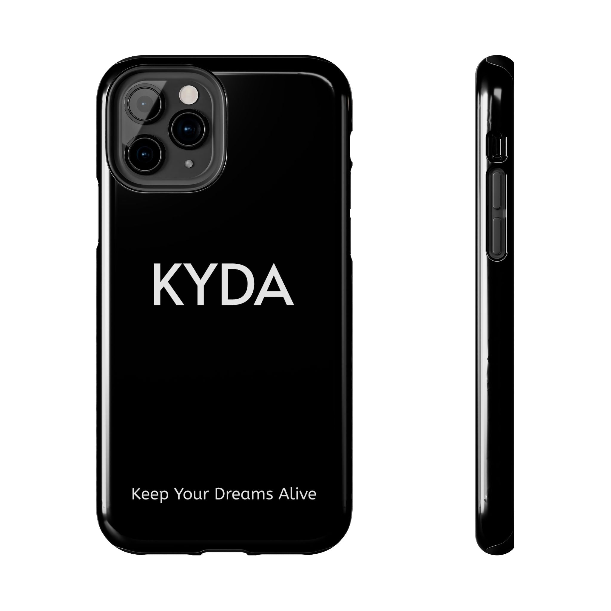 KYDA minimalist name phone case | Tough Phone Case, black typographic design