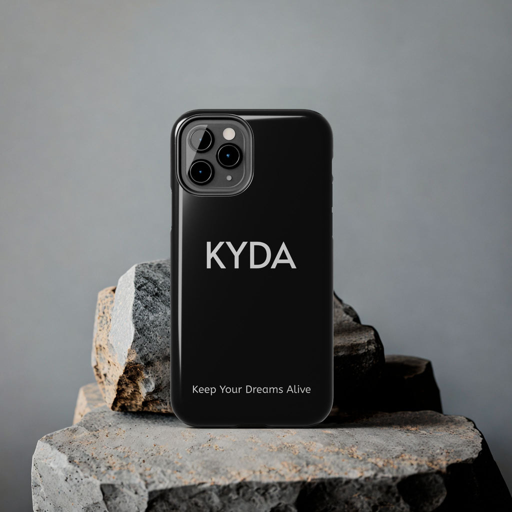 KYDA minimalist name phone case | Tough Phone Case, black typographic design