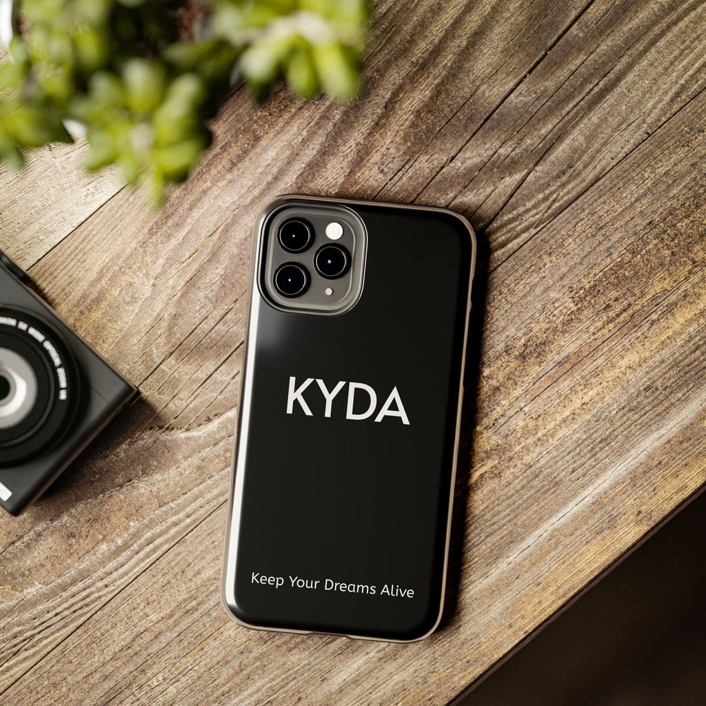 KYDA minimalist name phone case | Tough Phone Case, black typographic design