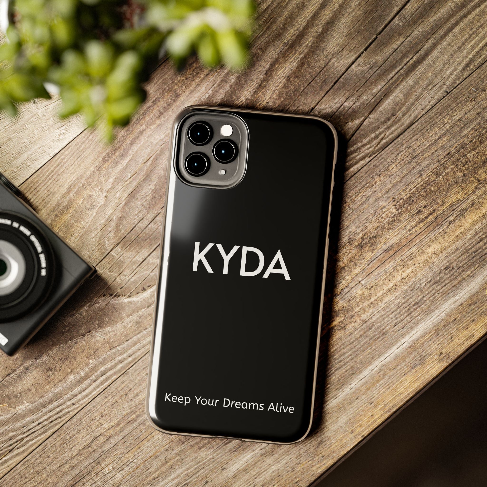 KYDA minimalist name phone case | Tough Phone Case, black typographic design