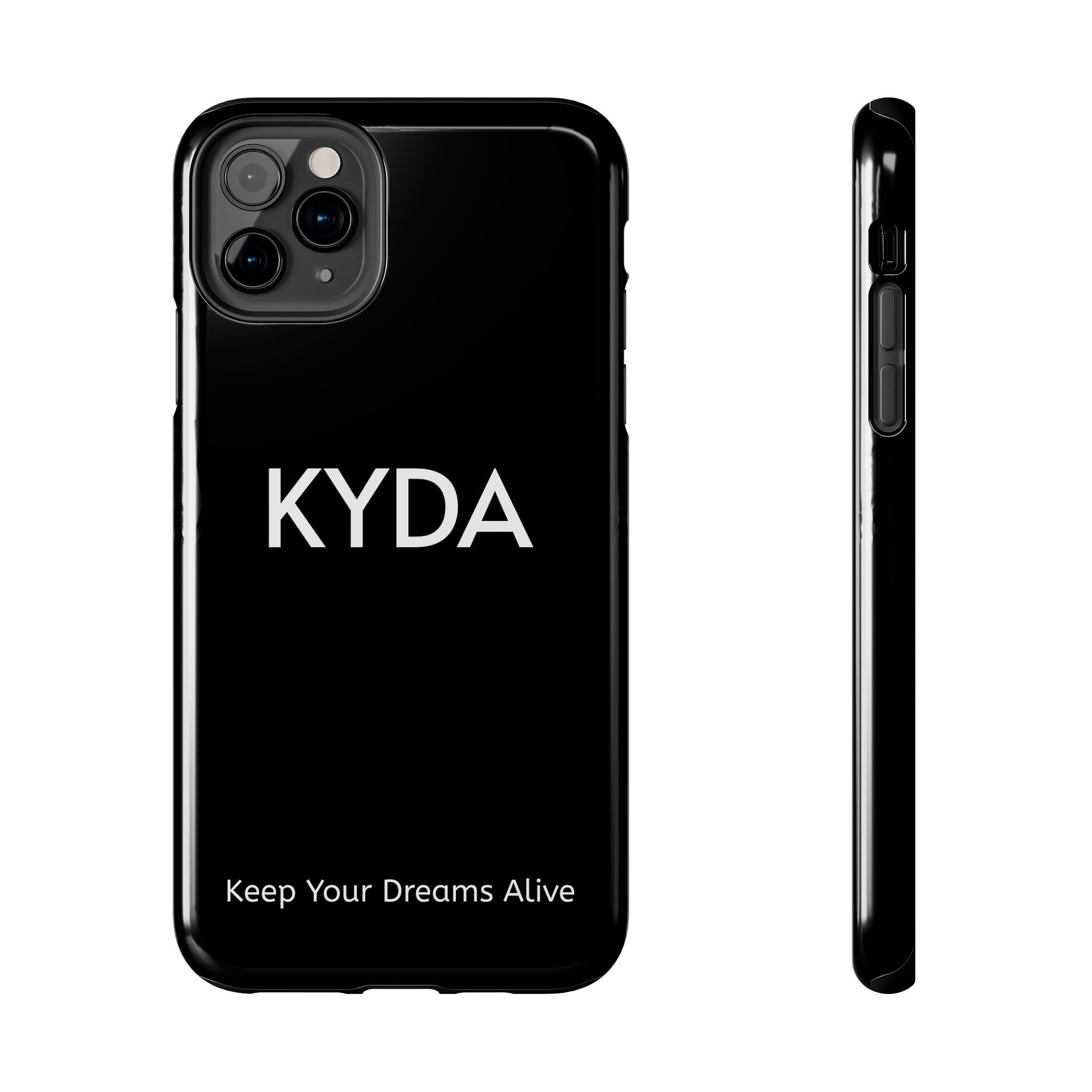 KYDA minimalist name phone case | Tough Phone Case, black typographic design