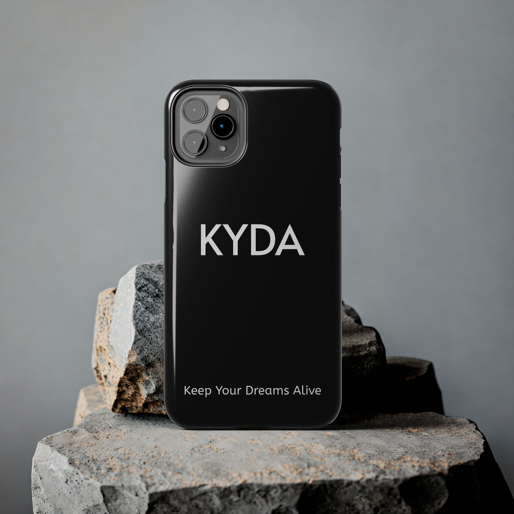 KYDA minimalist name phone case | Tough Phone Case, black typographic design