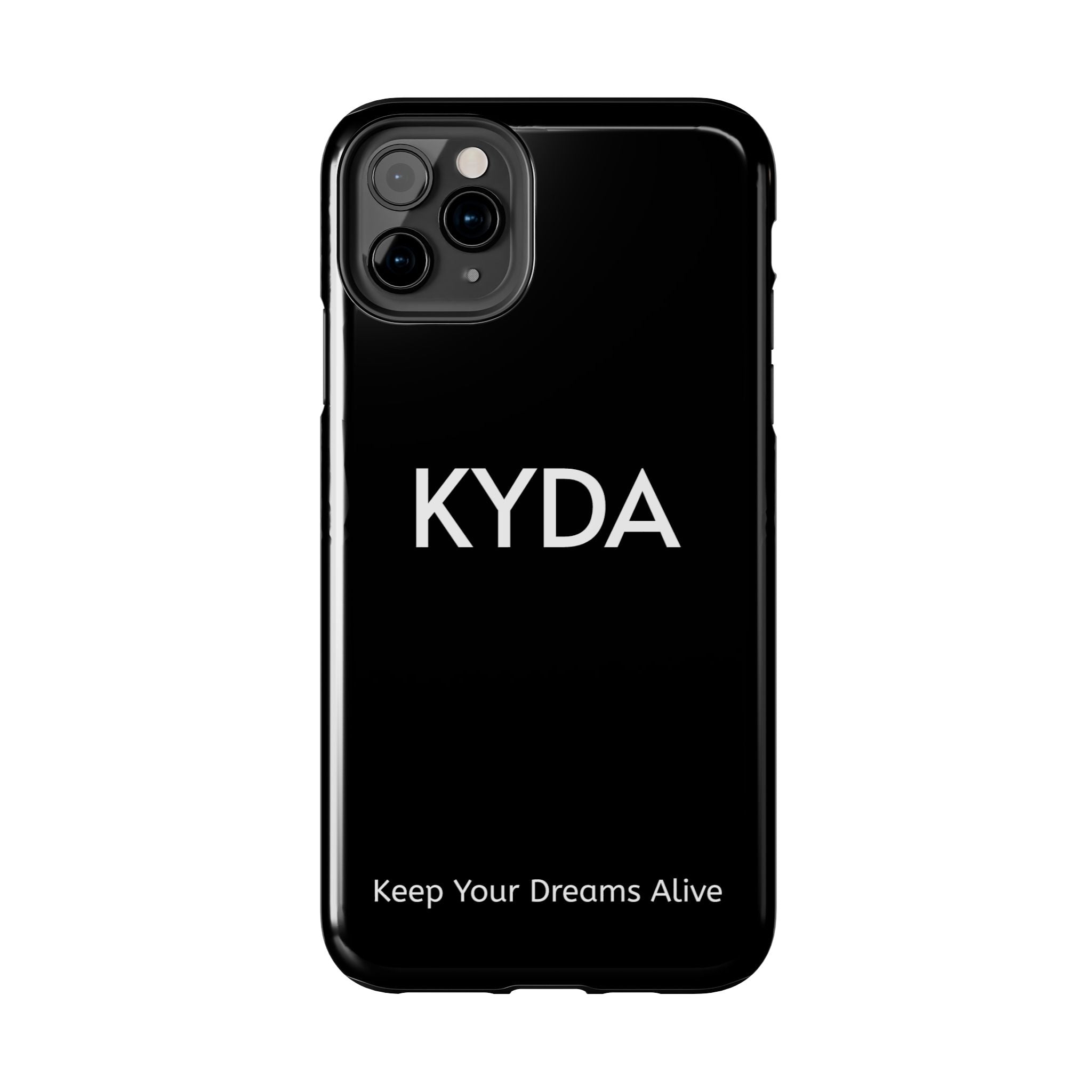 KYDA minimalist name phone case | Tough Phone Case, black typographic design