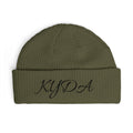 Embroidered KYDA Cuff Beanie — Cozy Knit Winter Hat